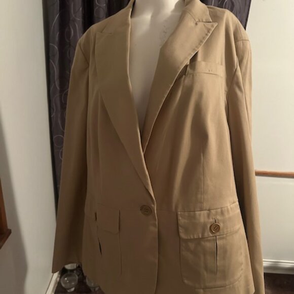 Talbots Woman Tan 3 pocket 1 button blazer, size 18W - Picture 1 of 5